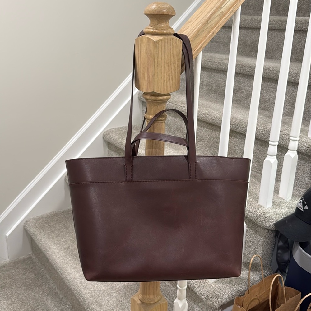 Madewell Zip-Top Essential Tote Chocolate Raisin Leather